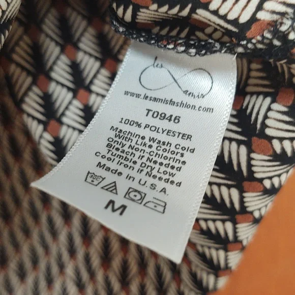 EUC Les Amis Black and Brown Patterned Blouse Size M - Picture 7 of 7
